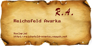 Reichsfeld Avarka névjegykártya